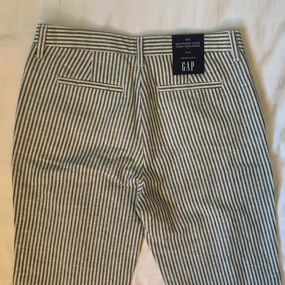 Gap black/white linen cotton striped cropped  pants NWT - Picture 5 of 6